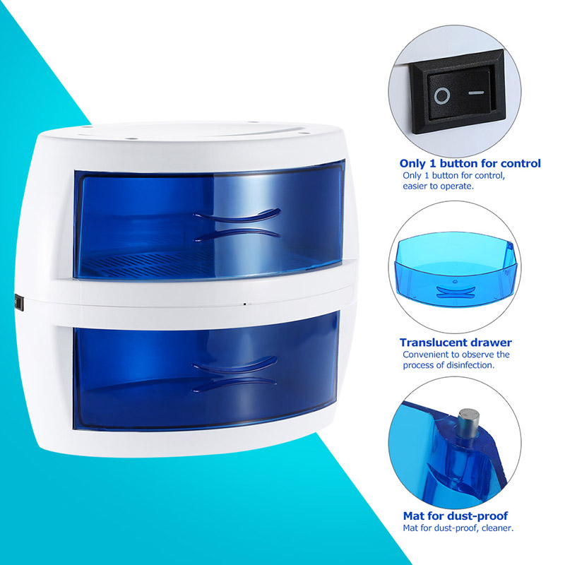 2 Layer Nail Towel UV Sterilizer Cabinet Salon Strong Bactericidal Heater Sterilization Disfection  Nail Equipment Case