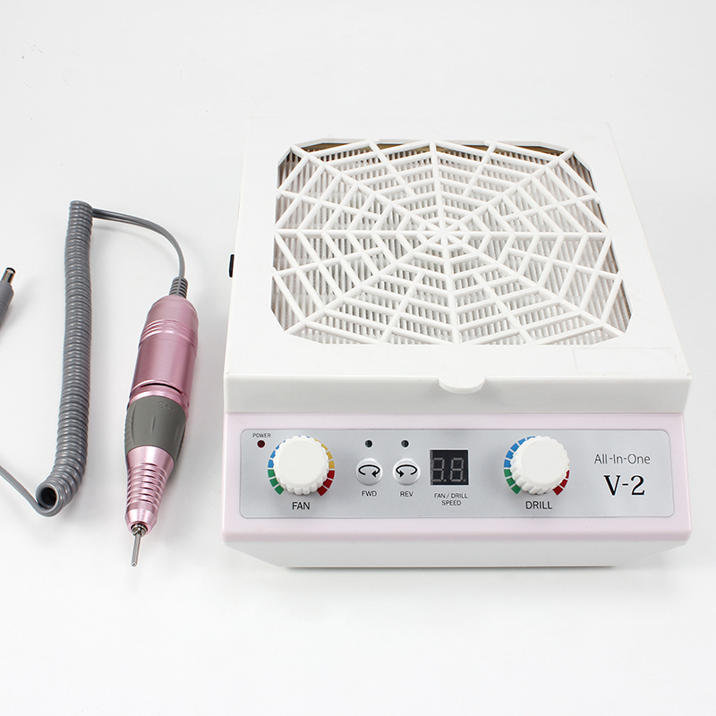 Faceshowes New 3 In 1 beauty nail drill dust collector Suction Machine Desk with Lamp Manicure Pedicure Nail