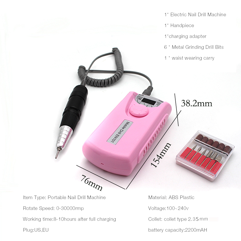 2018 wireless battery powerful 3000rpm rechargeable portable nail drill machine for pedicure and manicure