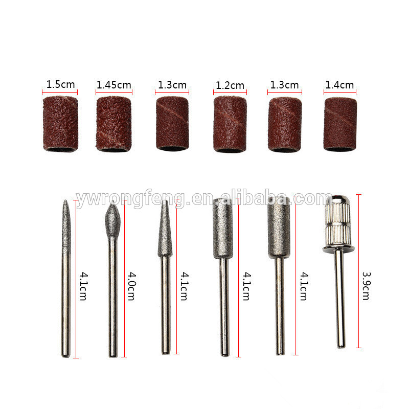 6PCS Drill Bits and Sanding band for Nail Drill Replacement Set Nail Electric File Metal Bits