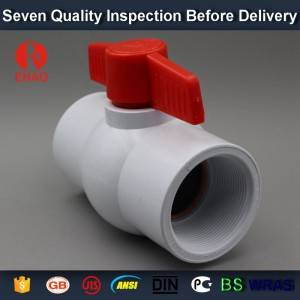 1-1/4” PVC round compact ball valve thread ends manufacture in china