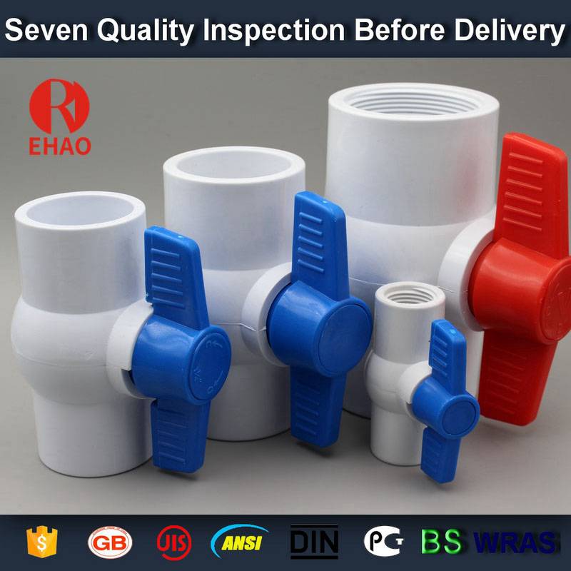 2” PVC round compact ball valve thread ends ,plastic ball valve manufacture
