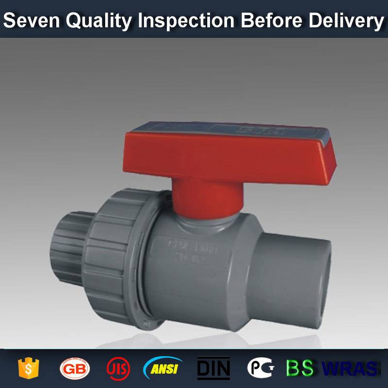 Factory Outlets 1/2” Customized classical glue socket /thread + FPT thread  PVC single union ball valve in Thailand