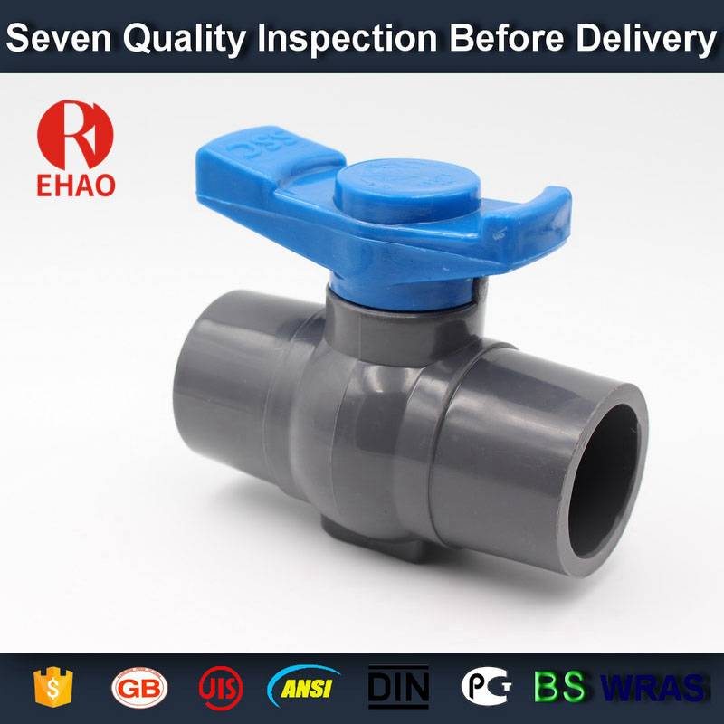 Good Quality  2-1/2”(75mm)   round compact PVC ball valve glue end , Plastic ball valve Factory for South Korea