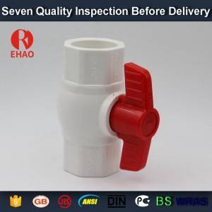 2” (63) PVC osemhranný kompaktný guľový ventil plán 40, inline, zásuvka FNPT, Čína