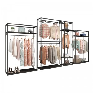 Men Women Clothing Store Storage Rack Coat Display Rack Metal Side Garment Display Rack