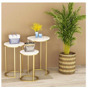 View larger image Share Nanogold Display Stands Nesting Display Tables 3 Piece Set for Boutique Retail Stores