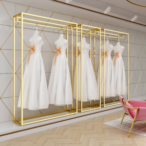 wedding dress gold metal hanging display rack