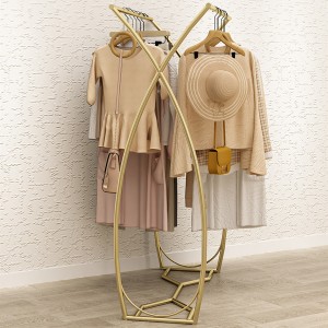 Double Rod DisplayStanding Clothes Rack Gold