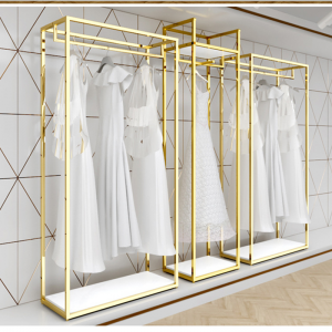 wedding dress gold metal hanging display rack