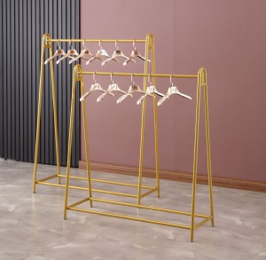Modern Gold Clothing Store Display Free Stands Organizer Floor-Type Garment Racks Hanging Rod Iron Pipe Clothes Rack
