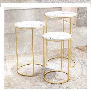 View larger image Share Nanogold Display Stands Nesting Display Tables 3 Piece Set for Boutique Retail Stores