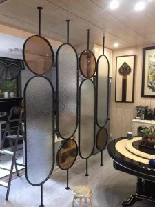 Customized Modern Minimalist Iron Glass Screen Rotatable Household Living Room Entrance Partition Room Dividers