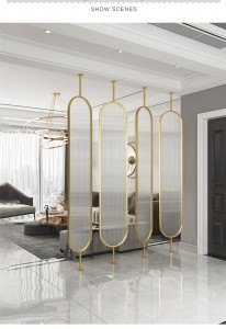 Customized Metal Room Dividers Folding Screen Partition Tempered Glass