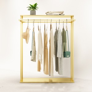 Double Row Side Hanging Golden Clothes Shelf Garment Racks Factory