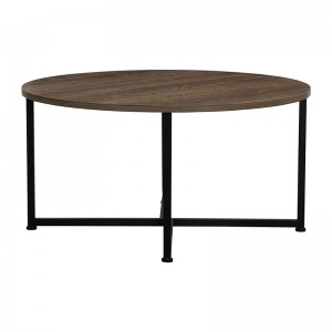 Gray Top Black Frame Ashwood Round Coffee Table