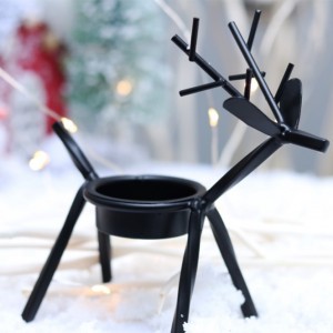 Wholesale Metal Black Reindeer Besi Tempa Pemegang Lilin Tealight China