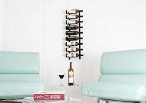 ウォールシリーズ – 18 ボトル壁掛けワインラック (つや消しニッケル) ラベルフォワードデザインのスタイリッシュでモダンなワインストレージ