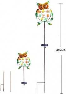 Metal Owl Garden Solar Lights, Solar Powered Garden Outdoor Stake Lights - Metal OWL Varm hvid LED dekorativ havelampe til gangbro, sti, gård, græsplæne 8,3"(L) x 1,5"(B) x 38"(H)