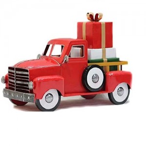 28″ lång röd lastbil med antingen presentaskar i metall eller upplyst träd (presentförpackningar)