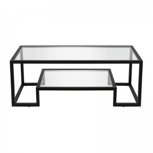 Modernt geometriskt inspirerat soffbord i glas, svart