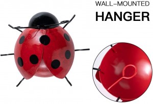 EKR Metal Ladybugs Wall Decor, 4 Pack Wall Art Garden Sculptures & Statues Outdoor Decorations for Patio, Handmade Gift, Spring Garden Decor for Outside