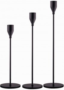 Matte Black Candle Holders Set of 3 for Taper Candles, Decorative Candlestick Holder for Wedding, Dinning, Party, Fits 3/4 inch Thick Candle&Led Candles (Metal Candle Stand)