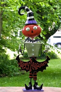 5ft Tall Metal Pumpkin Head Muroyi 'Happy Halloween' Figurine Decoration