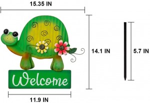 Welcome Yard Sign Outdoor Garden Decor, 15″x20″ Metal Sea Turtle Decorative Garden Stakes, Outside Spring Lawn Patio Holiday Porch Exterior Ornament Decorations for the Home House Front Door