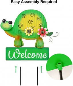 Welcome Yard Sign Outdoor Garden Decor, 15″x20″ Metal Sea Turtle Decorative Garden Stakes, Outside Spring Lawn Patio Holiday Porch Exterior Ornament Decorations for the Home House Front Door