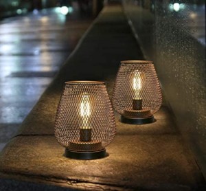 Set of 2 Metal Cage LED Lantern Battery Powered, Cordless Accent Light with LED.Ji bo Dawetan, Partî, Patio, Bûyerên Ji bo Dervayên Navxweyî mezin e.
