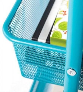 3-Tier Metal Mesh Utility Cart, Rolling Storage Art Carts with Handle, Bathroom Craft Supply Carts with Wheels, Turquoise