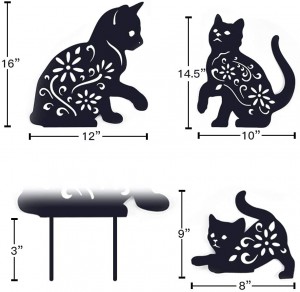 Outdoor Garden Decor – Set of 3 Metal Cat Decorative Garden Stakes Black Cat Silhouette Stake for Yard, Spring Decor Animal Patio Lawn Decorations , Cat Toys Gifts for Cat Lovers