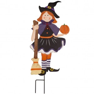 Metal Trick-or-Treat Girl by Maple Lane Creations, Halloween Garden Stake Decor
