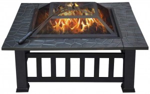 32in Ita gbangba Metal Firepit Square Table Backyard Patio Garden Stove Wood Sisun Fire Pit with Spark Screen, Log Poker and Cove