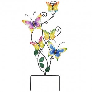28 Inch Butterfly Garden Stake Decor Metal Wall Art Decoration, Yard Outdoor Ornaments