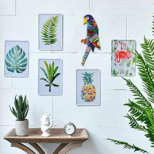 Wall Decor Hanging for Indoor Outdoor Home Bedroom Office Garden (Parrot Blue)