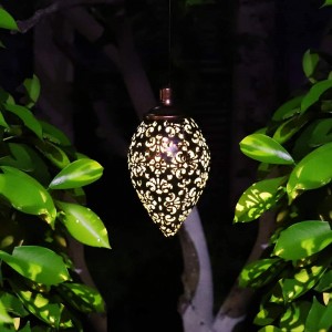 Висящи слънчеви светлини Соларен фенер LED градински светлини Метална лампа Водоустойчива за окачен декор на открито