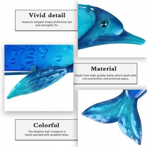 Metal blå delfin væghængende dekorationskunst til køkken stue producent