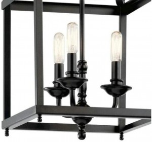 Black Pendant Lighting for Kitchen Island, Industrial Metal Cage Chandelier Farmhouse Lantern Foyer Candle Light Fixture