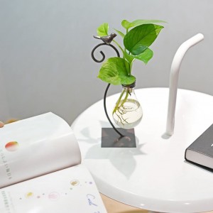 Vase hydroponique de jardinière en verre de bureau, vase à bulbe avec support pour la décoration de la maison, support de terrarium créatif moderne pour plantes d'oiseaux
