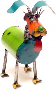 Panah Desa Cilik Fido Spring Neck Dog kanggo Dekorasi, 12 x 6 x 13-Inci, Multicolor