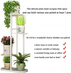 Metalni 4-slojni 5 postolje za biljke u saksiji Višestruki držači lonaca za cvijeće Police Stalak za sadilicu Organizator za pohranu Displej za unutarnji vanjski vrtni balkon, ukupna veličina: 33×17,5 inča