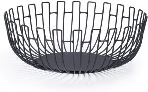 Black Large Wire Fruit Basket Bowl 10.8 Inch Metal Decorative Fruit Bowl Basket for Kitchen Countertop Storage Dining Table Centerpiece Holder