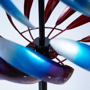 Çin Ev Bahçe Dekoru için fabrika Satış Mağazaları Kristal Top ile Yaratıcı Renkli Metal Spinner Rüzgar Ahenge