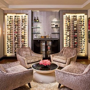 Zidna serija – 18 boca na zidu montiran stalak za vino (brušeni nikl) Elegantno, moderno skladište za vino s prednjim dizajnom etikete