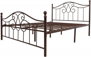 Vintage Sturdy Queen Size Metal Bed Frame with Headboard and Footboard Basic Bed Frame No Box Spring Needed,Queen, Antique Brown.