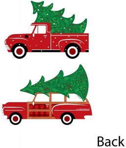 درخت کریسمس کوچولو مبارک – تزئینات وسایل ضروری جشن کریسمس کامیون قرمز و ماشین – مجموعه 20 تایی