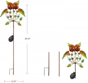Vonkajšie záhradné solárne svietidlá, solárne napájané kolíkové svietidlá – kovové OWL LED dekoratívne záhradné svietidlá pre chodníky, chodníky, dvory, trávniky (viacfarebné) (zelená sova)