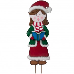 Metal Girl Caroler by Fox River Creations, Winter Holiday Yard Décor